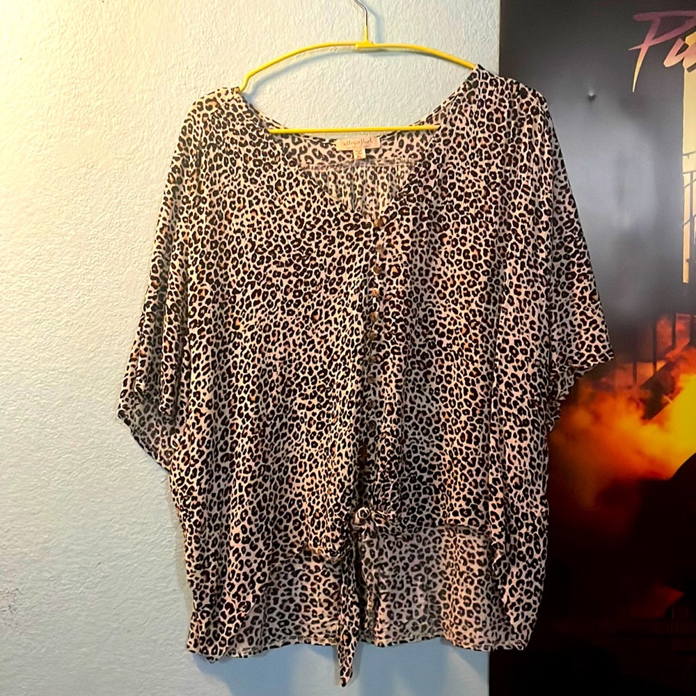 XL Linen Short Sleeve Blouse